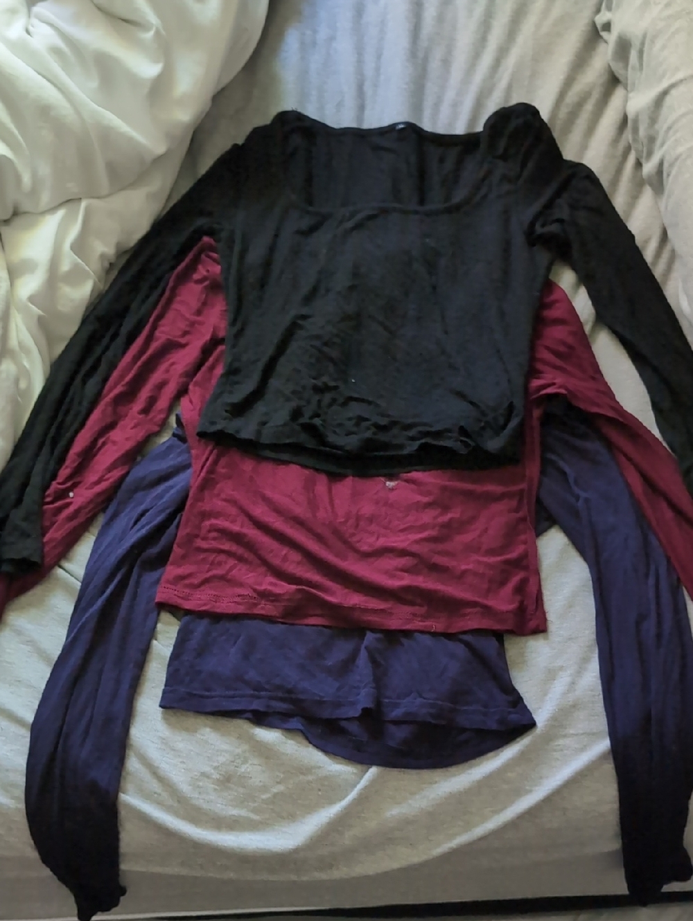 Women’s Long Sleeve Scoop Neck Top - Black, Burgundy, Navy